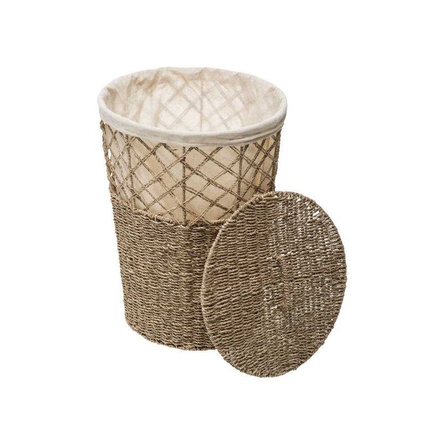 5five Simply Smart Seagrass Laundry Hamper, 38 cm, Cotton Lining