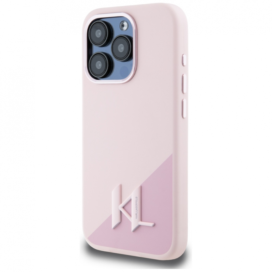 Karl Lagerfeld silicone Shadow Metal Initial MagSafe Apple iPhone 15 Pro Max case pink – 2