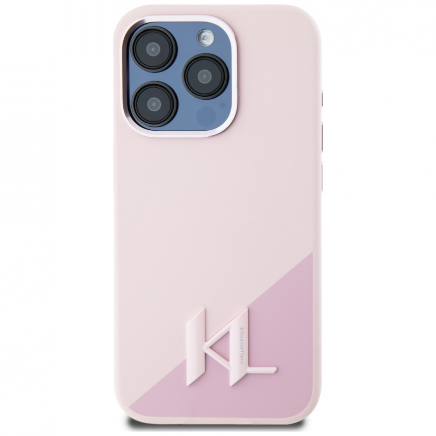 Karl Lagerfeld silikoninis Shadow Metal Initial MagSafe Apple iPhone 15 Pro Max dėklas telefonui rožinės spalvos – 3