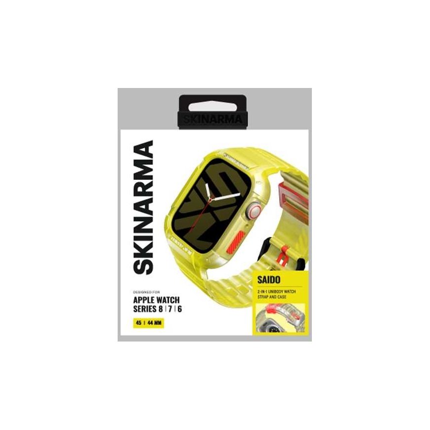 Skinarma apyrankė+dėklas Saido 2in1 Apple Watch 45/44mm geltonos spalvos – 3