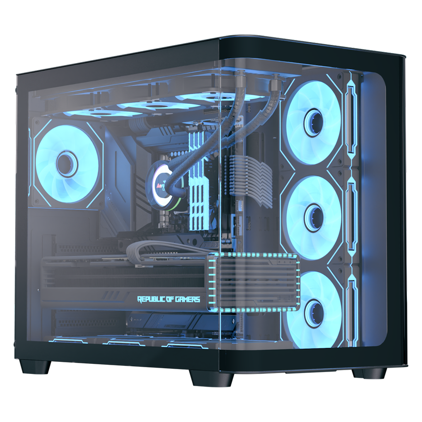AeroCool Geh Midi P500C-G-BK-V1 oN Fully tempered glass (B)