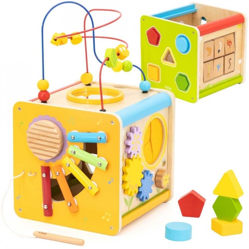 Viga Toys Viga wooden educational cube 5in1