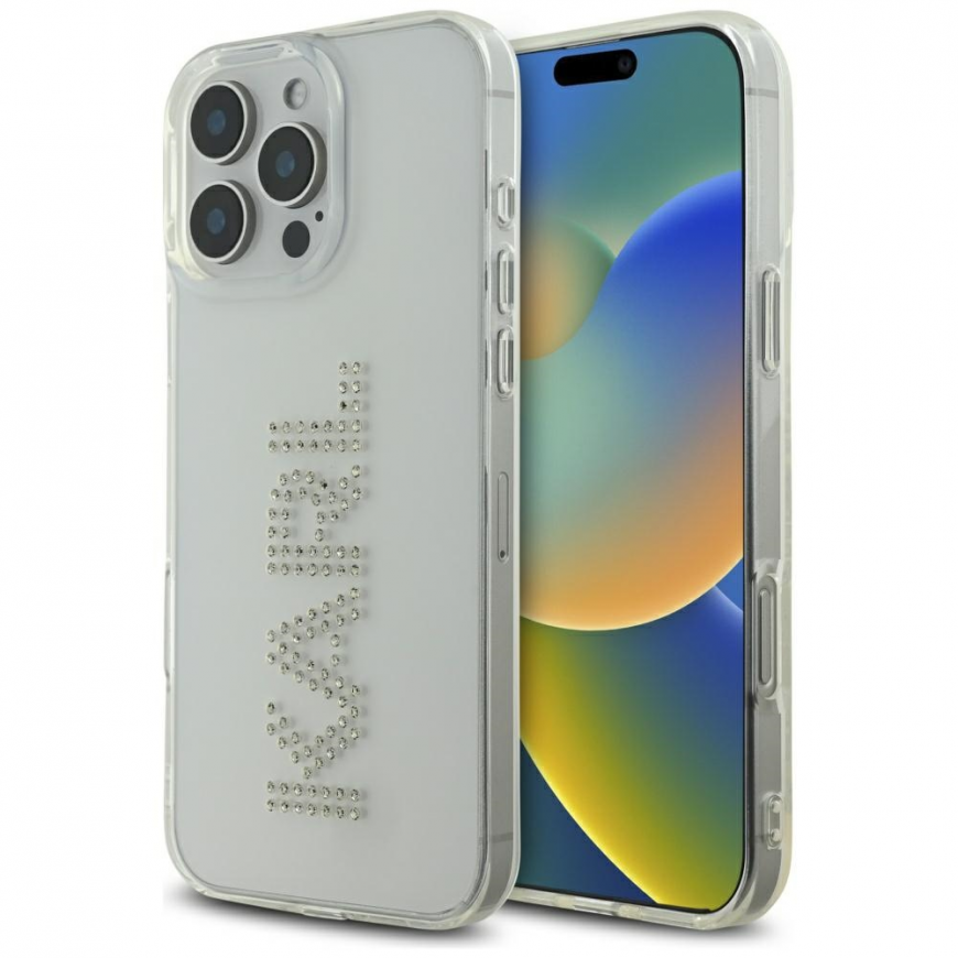 Dėklas Karl Lagerfeld IML Rhinestones Logo do iPhone 16 Pro permatomas – 2