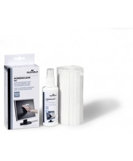Durable SCREENCLEAN Set LCD / TFT / plazma Įrangos valymo drėgnos ir sausos šluostės ir skystis 125 ml