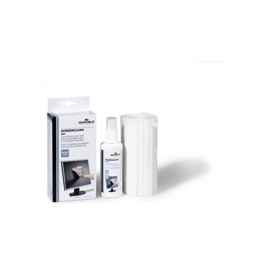 Durable SCREENCLEAN Set LCD/TFT/Plasma Laitteiden puhdistusmärkä/-kuivaliinat & -neste 125 ml