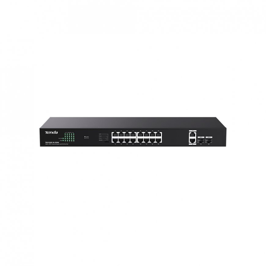Tenda TEG1120P-16-250W сетевой коммутатор Неуправляемый Gigabit Ethernet (10/100/1000) Питание по Et