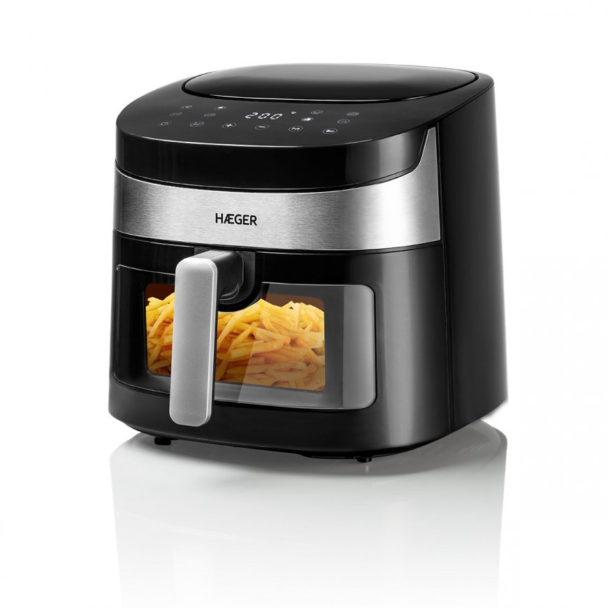 Haeger AF-D80.008A gruzdintuvė Vienas 8 L Autonominės 1800 W Karšto oro gruzdintuvė Juoda, Sidabras