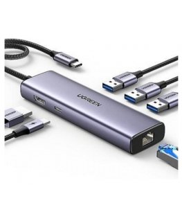 Ugreen 15598 interfeisa centrmezgls USB 3.2 Gen 1 (3.1 Gen 1) Type-C 5000 Mbit/s Sudrabs