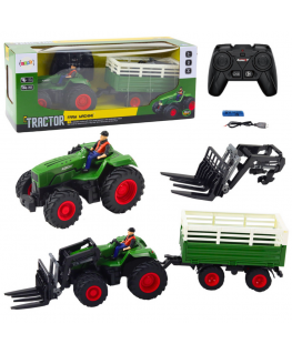 Lean Toys Remote Control Tractor with Trailer and Forks