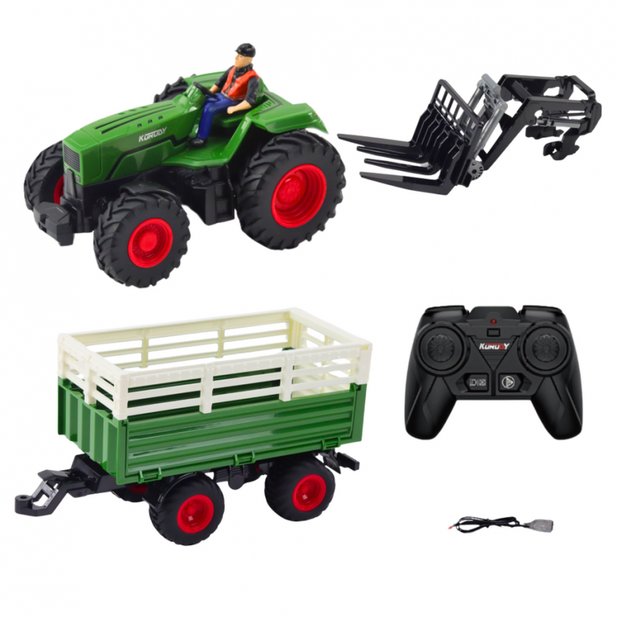 Lean Toys Remote Control Tractor with Trailer and Forks – 2
