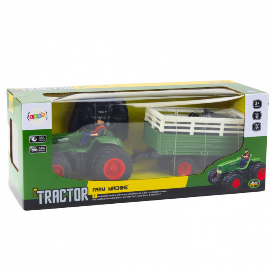 Lean Toys Remote Control Tractor with Trailer and Forks – 3