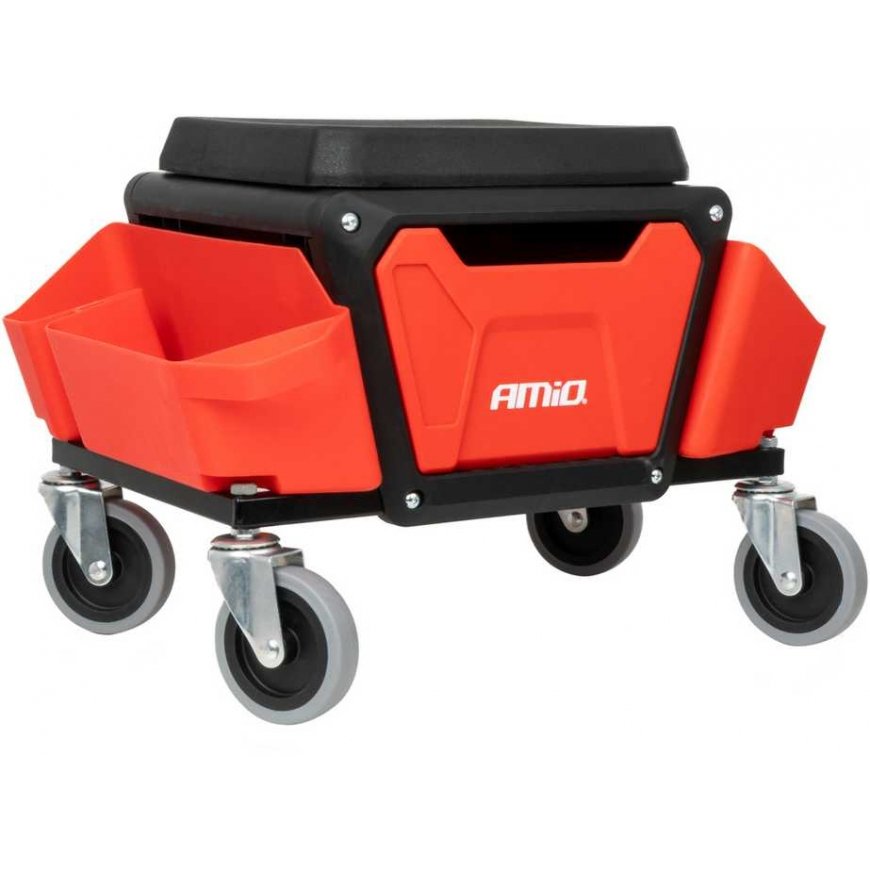 Workshop chair on wheels with tool storage 150kg amio-04268
