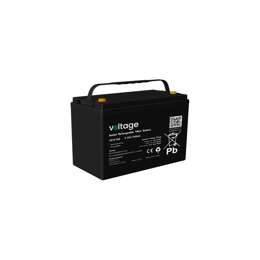 VOLTAGE AGM 12V 100Ah VE12-100 battery (lifespan 6-9 years) – 2
