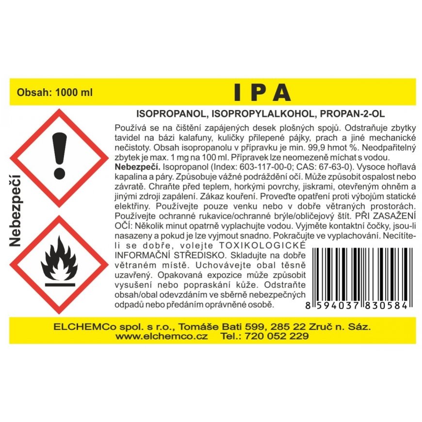 Detergent Dclean D-CLEAN Isopropylalkohol 1000ml other product names: IPA, propan-2-ol, isopropanol – 2