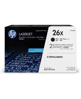 HP 26X, Упаковка 2 шт., Оригинальные лазерные картриджи увеличенной емкости, Черные