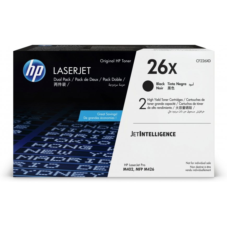 HP 26X 2-pack High Yield Black Original LaserJet Toner Cartridges tonerio kasetė 2 vnt Originalus Ju