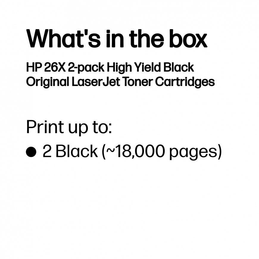 HP 26X 2-pack High Yield Black Original LaserJet Toner Cartridges – 3