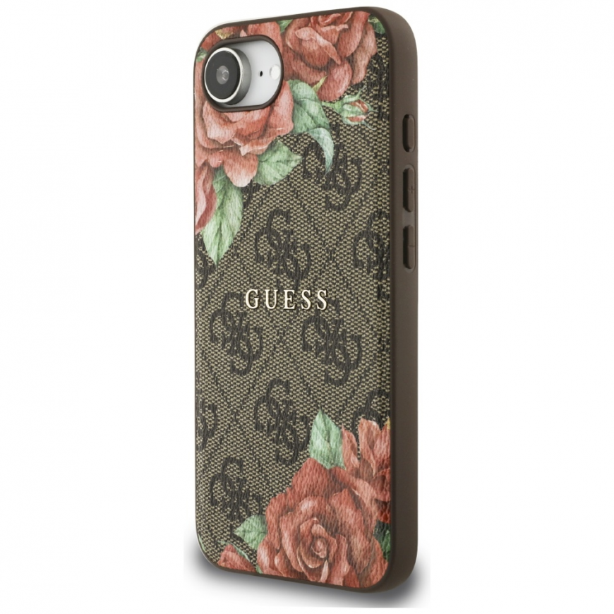 Dėklas Guess 4G Flowers Print MagSafe do iPhone 16e ruda – 3
