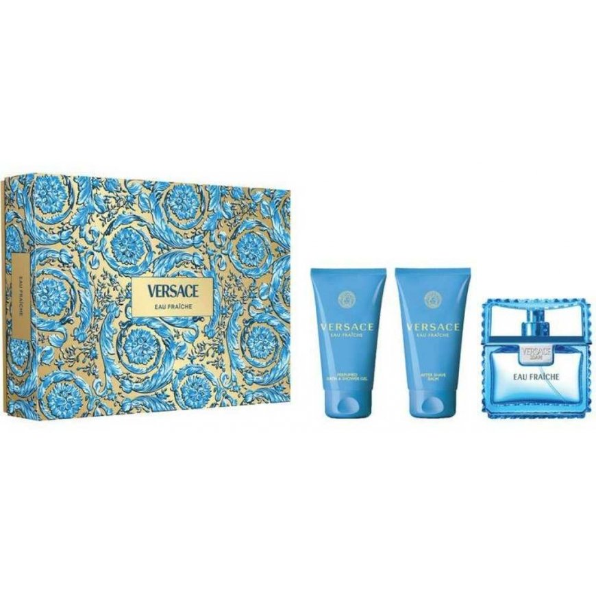 Versace Man Eau Fraiche -lahjasetti miehille (EDT, 50 ml + suihkugeeli, 50 ml + partavesibalsami, 50 ml) – 3