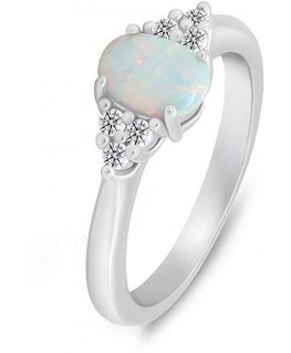 Brilio Silver Decent silver ring with opal and zircons RI109W