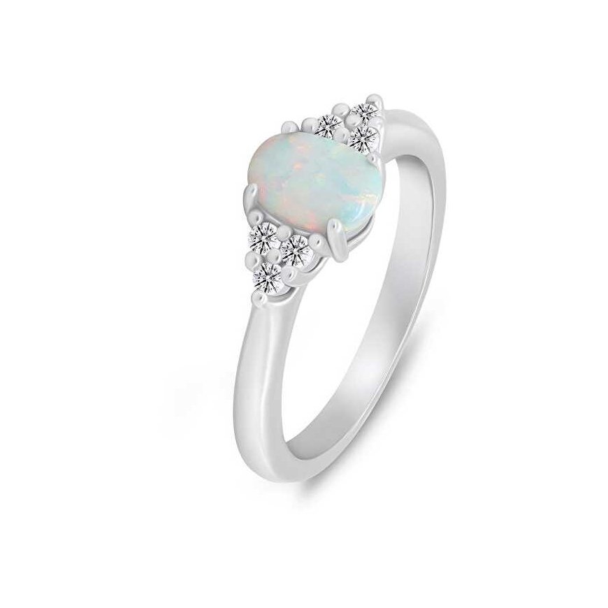 Brilio Silver Decent silver ring with opal and zircons RI109W