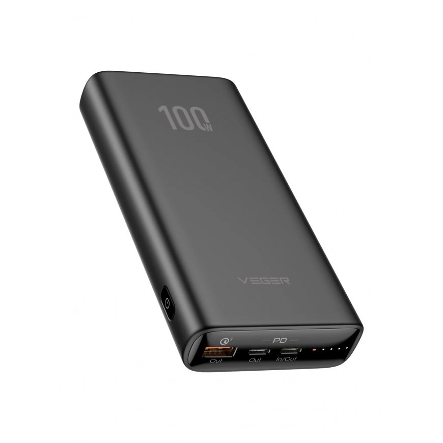 VEGER T100 nešiojamasis įkroviklis Ličio-jonų (Li-Ion) 20000 mAh Juoda