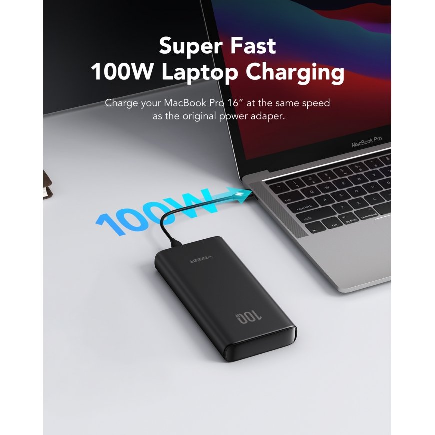 VEGER T100 nešiojamasis įkroviklis Ličio-jonų (Li-Ion) 20000 mAh Juoda – 3