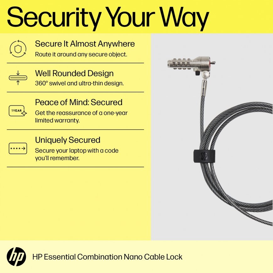 HP Essential Nano Combination Cable Lock – 4