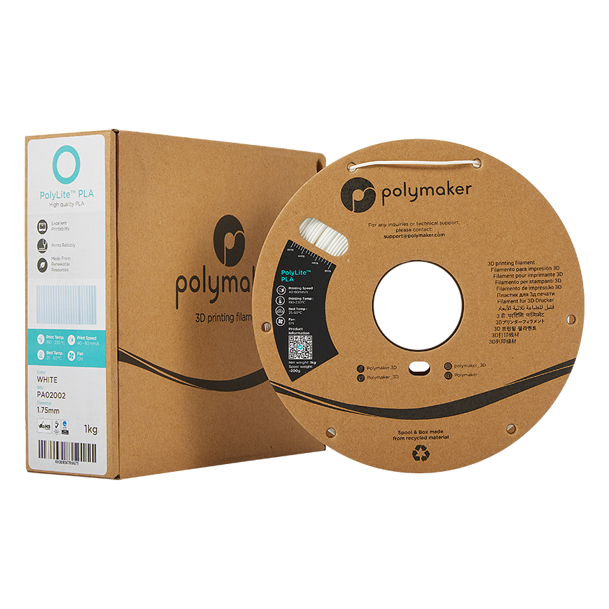 Polymaker PolyLite PLA - 1kg - 1.75mm - White – 3