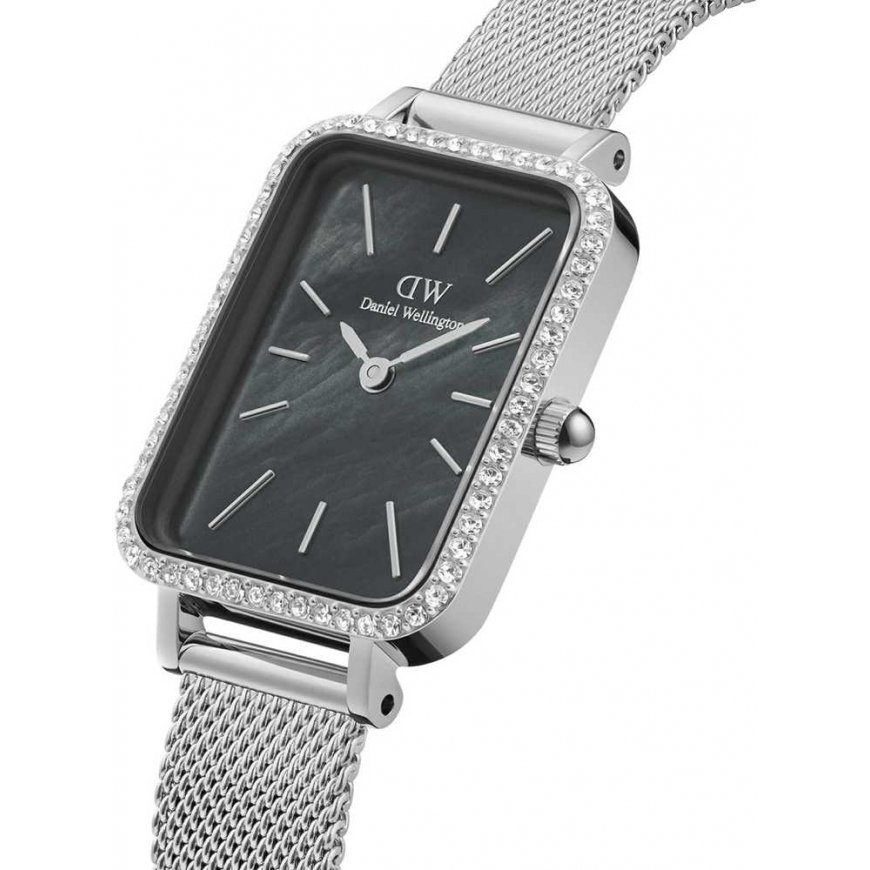 Laikrodis DAMSKI DANIEL WELLINGTON Quadro Sidabrinis Mesh DW00100667 + BOX (zw519k) – 2