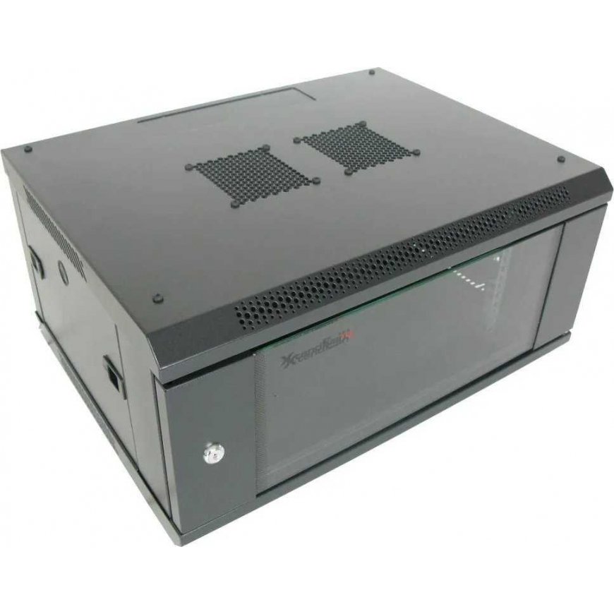 XtendLan 19" wall cabinet 4U 600x450, load capacity 60 kg, glass doors, welded, black