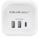 Qoltec Kostka zasilająca przedłużacz 6w1 su podświetlanym włącznikiem | 3x AC | 2x USB | 1x USB-C PD 20W | Balta | Kabelis 2m Qoltec Kostka zasilająca przedłużacz 6w1 su podświetlanym włącznikiem | 3x AC | 2x USB | 1x USB-C PD 20W | Balta | Kabelis 2m