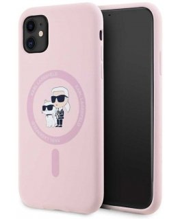 Karl Lagerfeld Silicone Karl&Choupette MagSafe iPhone 11 Case - Pink