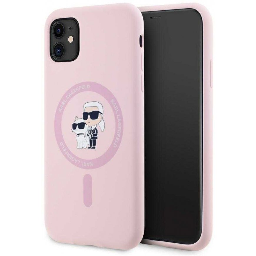 Karl Lagerfeld Silicone Karl&Choupette MagSafe iPhone 11 Case - Pink