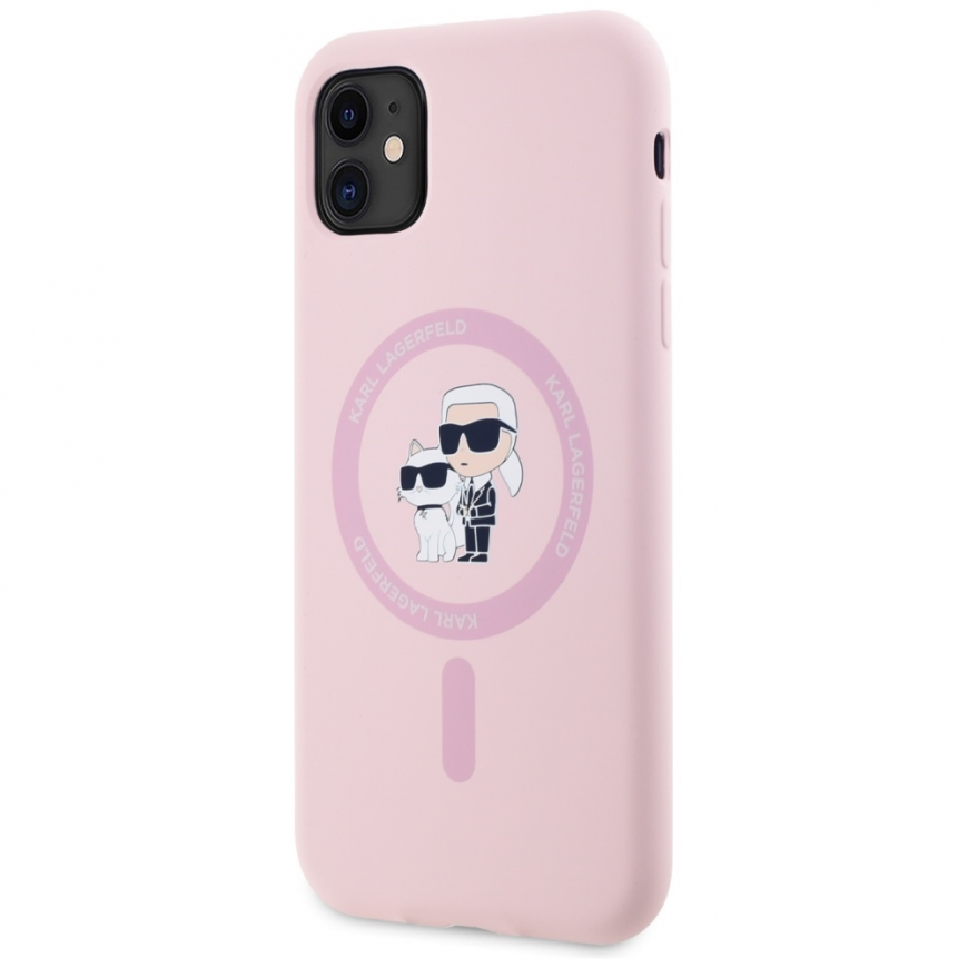 Karl Lagerfeld Silicone Karl&Choupette MagSafe iPhone 11 Case - Pink – 3