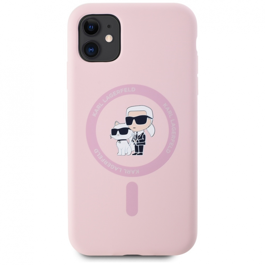 Karl Lagerfeld Silicone Karl&Choupette MagSafe iPhone 11 Case - Pink – 4