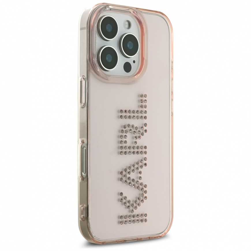 Dėklas Karl Lagerfeld IML Rhinestones Logo do iPhone 16 Pro Max rožinė – 5