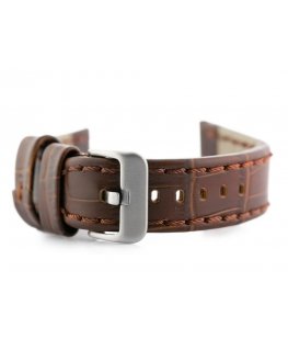 Pacific W49 leather watch strap - dark brown - 24mm
