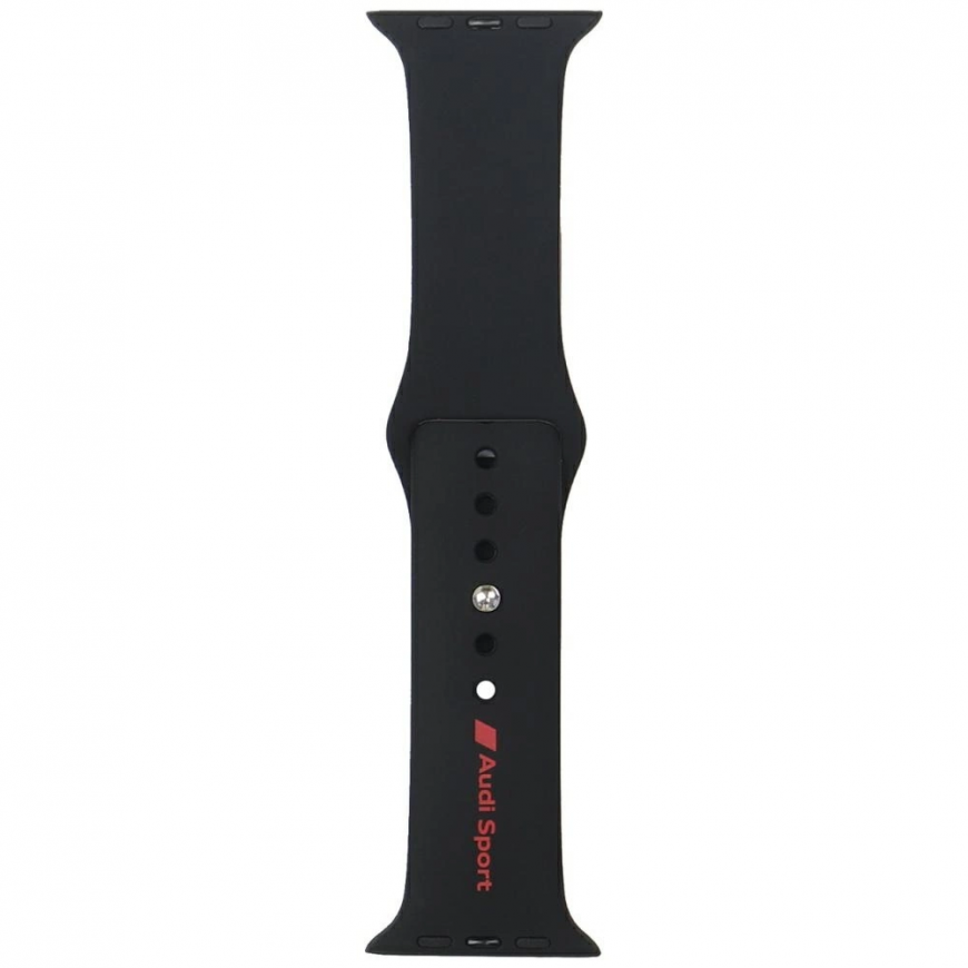 Audi Sport Red Logo Silicone Watch Strap for Apple Watch 44 / 45 / 46 / 49 mm - black