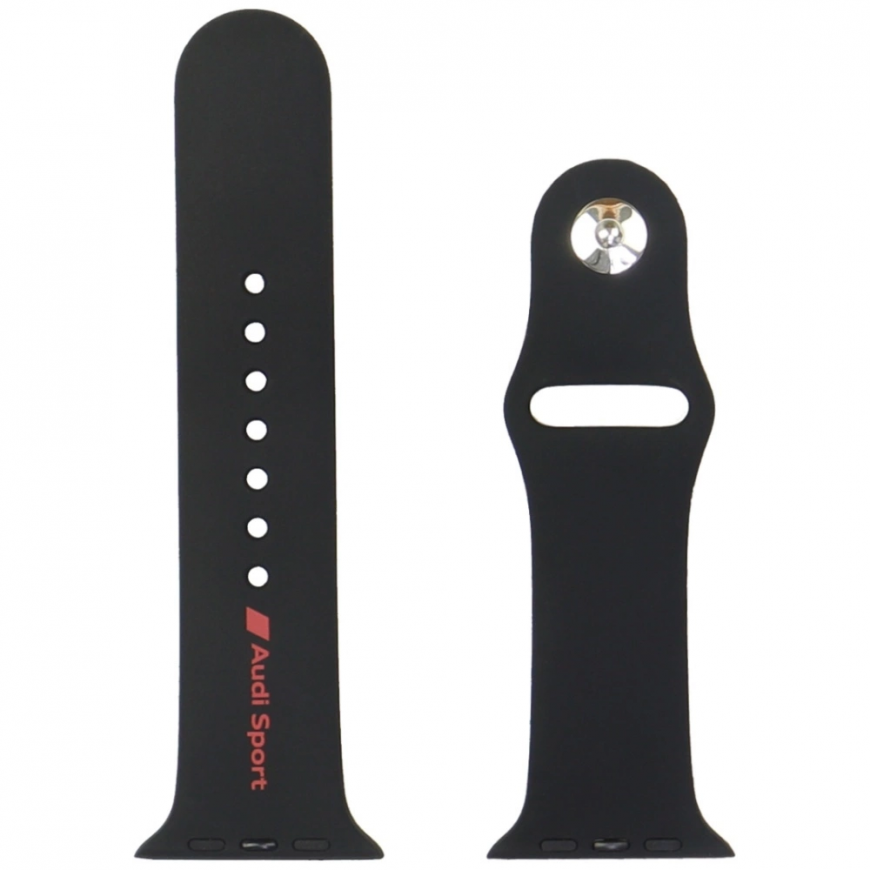 Audi Sport Red Logo Silicone Watch Strap for Apple Watch 44 / 45 / 46 / 49 mm - black – 3
