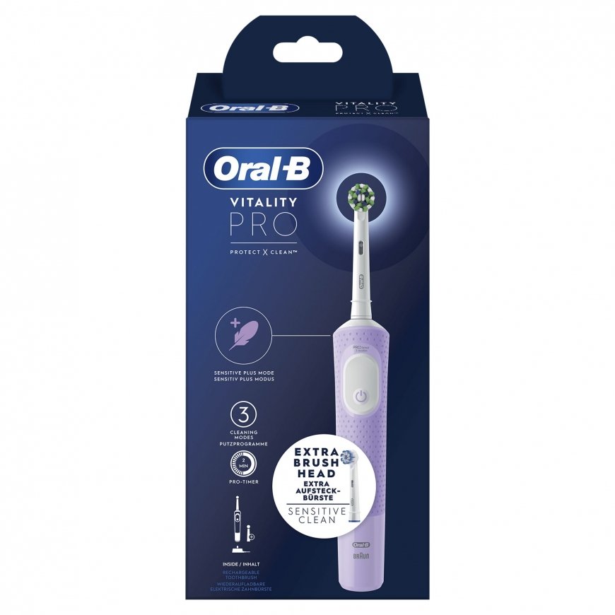 Oral-B Vitality Pro Pieaugušo Rotējoša-vibrējoša zobu suka Violets – 3