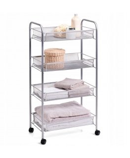 Universal organizer, rack with wheels, steel mesh, storage on 4 levels, Zeller