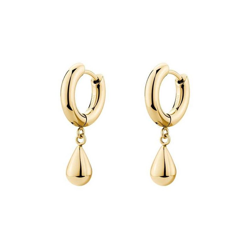 Brosway Gold Plated Hoop Earrings with Tear Drop Perfect Pendants BPC45