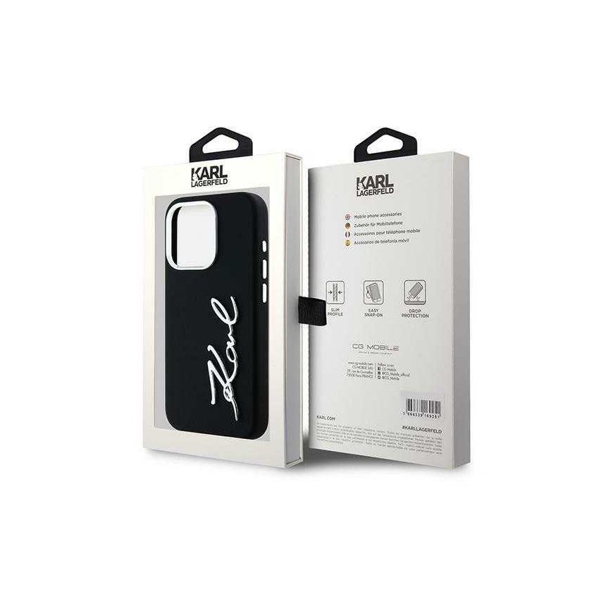 Karl Lagerfeld Silicone Metal Script Logo Case for iPhone 15 Pro Max black – 2