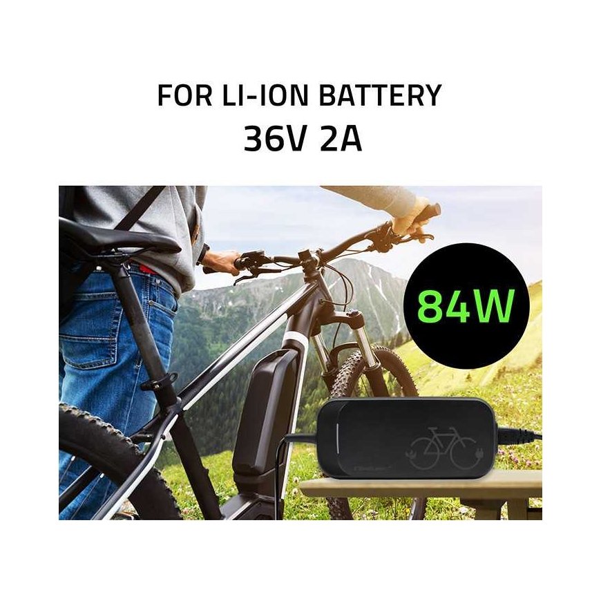 Qoltec Szybka Įkroviklis do roweru skutera elektrycznego XIAOMI 36V | 42V | 2A | 8.0*8.0mm+pin | wodoodporna +kabelis zasilający – 2