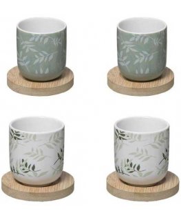 Secret De Gourmet keraamiset kupit bambualuseilla, 4 kpl, 130 ml