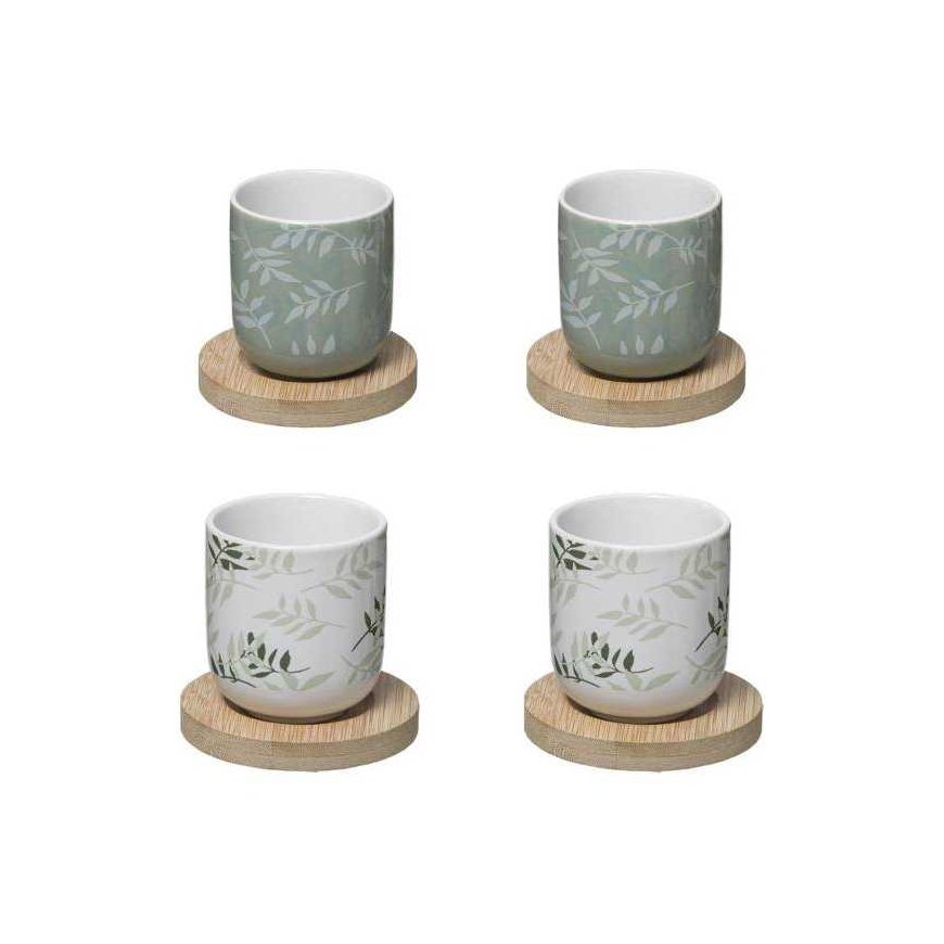 Secret De Gourmet keraamiset kupit bambualuseilla, 4 kpl, 130 ml