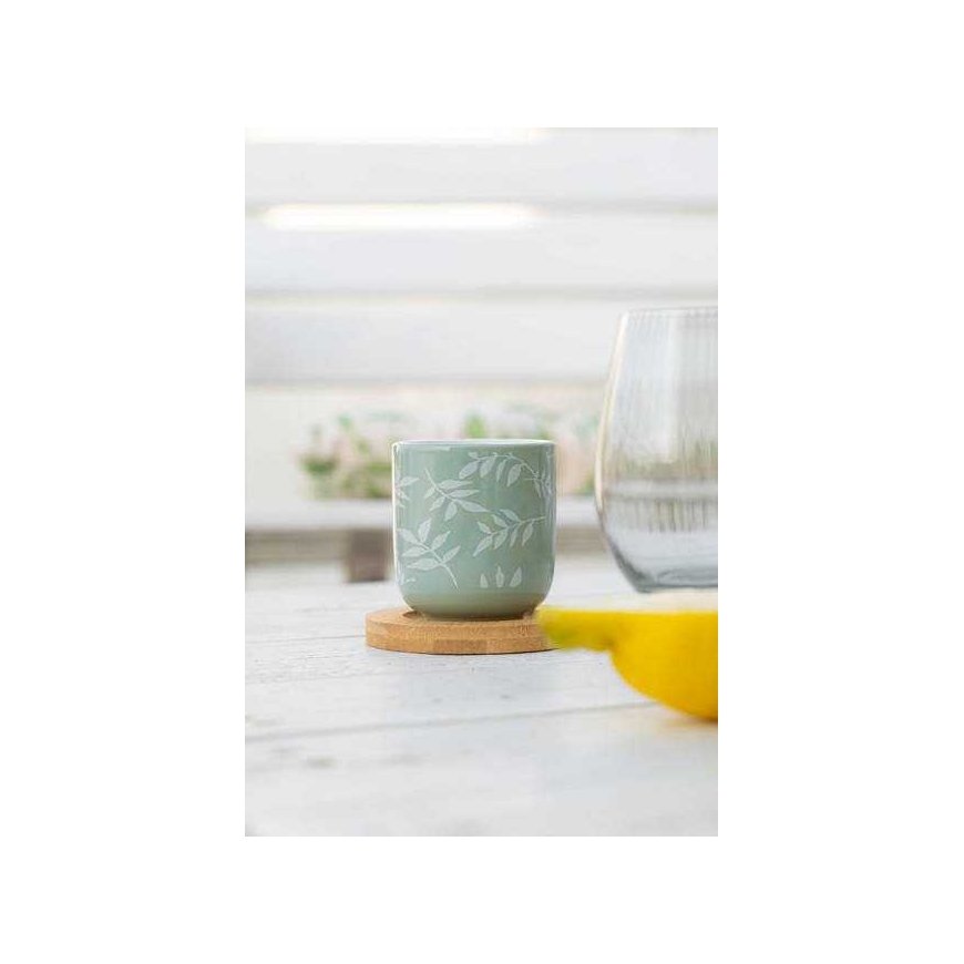 Secret De Gourmet Ceramic cups with bamboo coasters, 4 pcs, 130 ml – 2