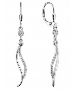 Evolution Group Elegant long earrings Waves with zircons 11541.1