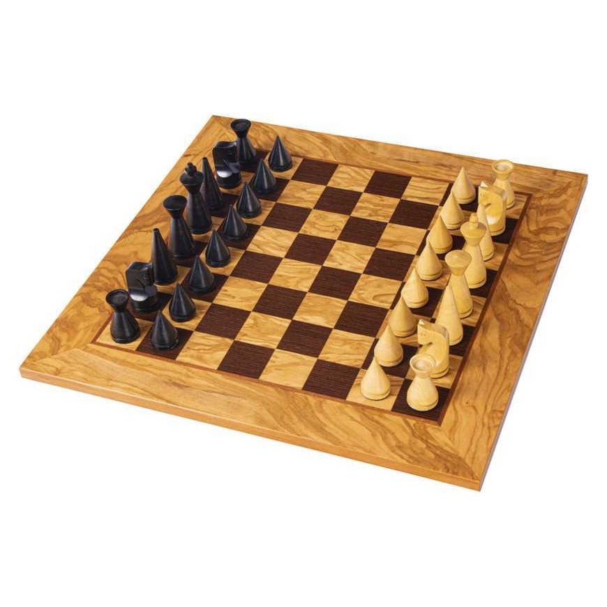 Olive Wood Chess Set 40x40cm With Modern Style Pieces Manopoulos